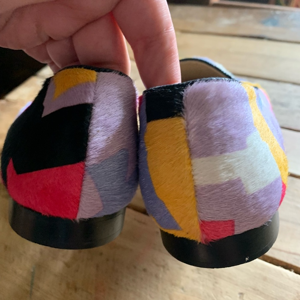 Viajiyu Flats made in Italy color blocked 90’s vibe loafers size 41 - Picture 5 of 7